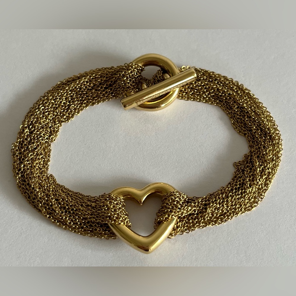 Tiffany & Co. 18k 26.5g Gold Heart Mesh Bracelet